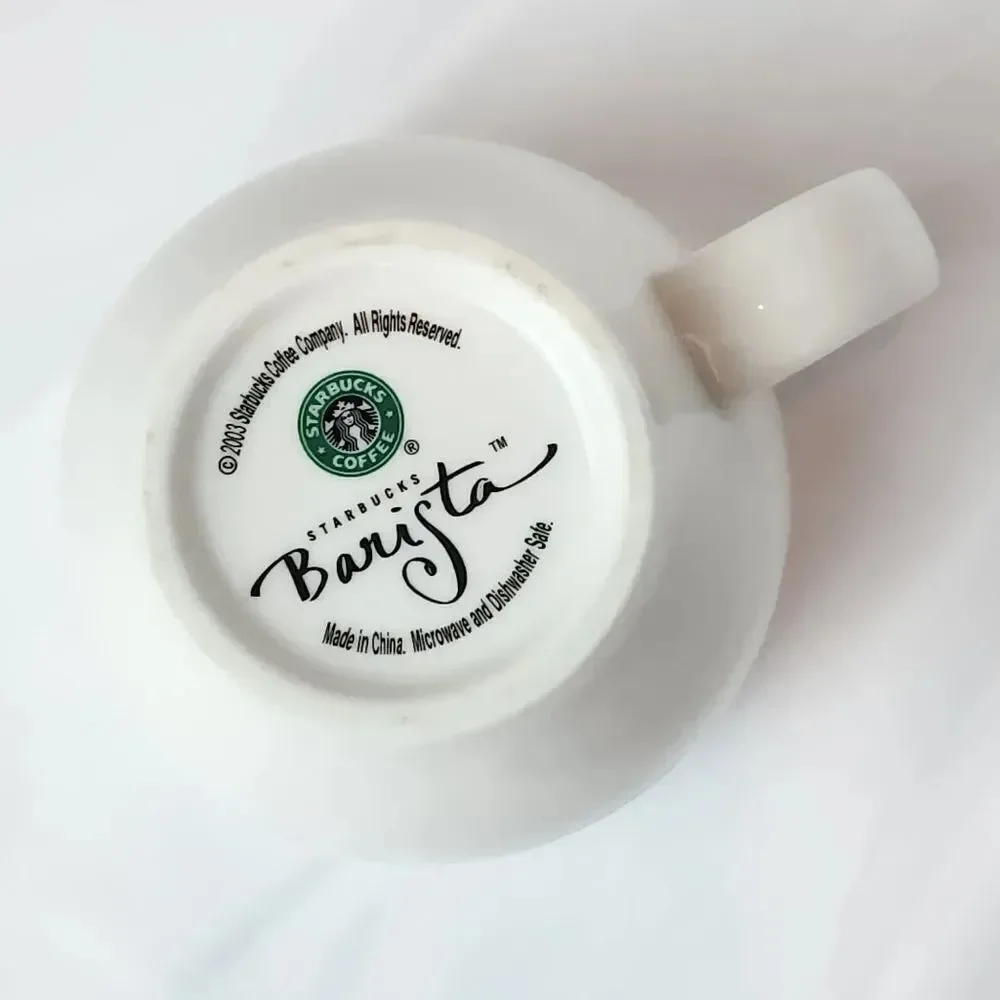 ☕️Vintage Starbucks 2003 White w/Blue Steaming Mug 8oz Coffee Cup